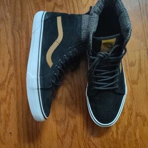 Vans Black and Tan High-Top Sneakers